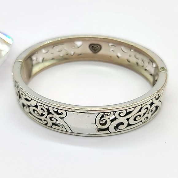 Brighton "MINGLE" Collection Modern Scrolled & Swirled Silver Hinged Bracelet! - Picture 7 of 10